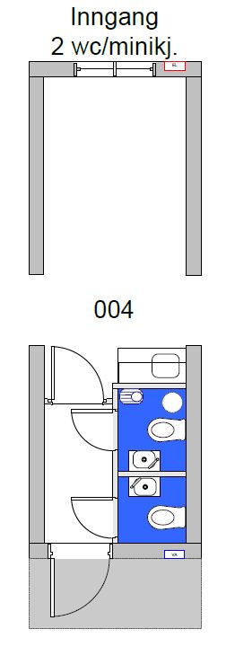 004 Modul inngang 2 wc/minikjøkken TEK17